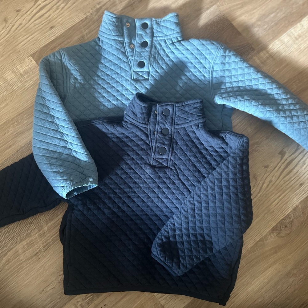 Kids Quilted Pullover Tops - Light and Navy Blue